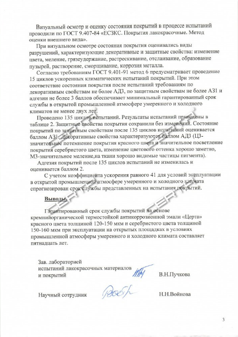 Заключение испытательной лаборатории "ЛКП-ХОТЬКОВО—ТЕСТ"