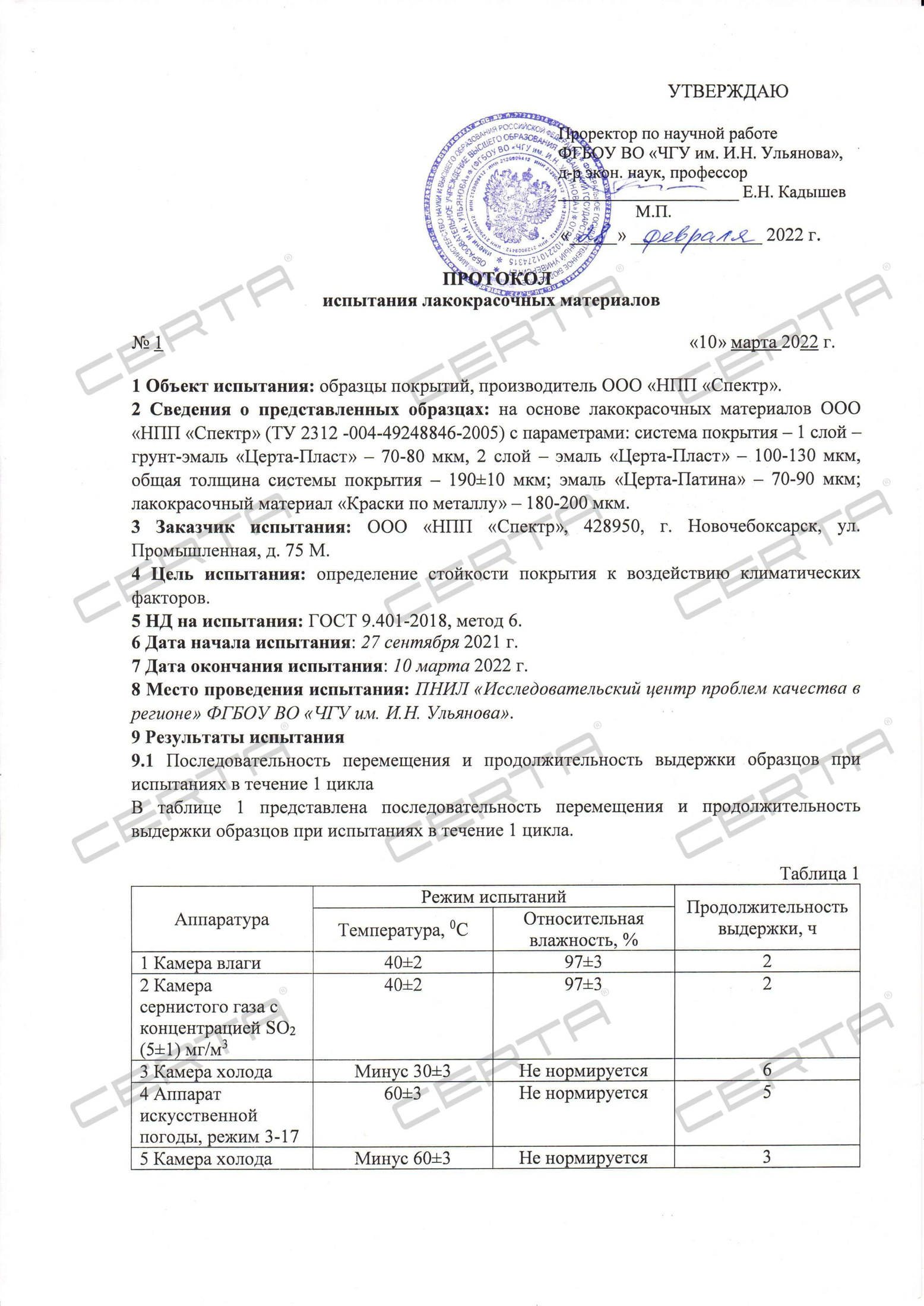 ФГБОУ ВО "ЧГУ им. И.Н. Ульянова": Прогнозируемый срок службы покрытия на основе эмали CERTA-Plast составляет 15 лет